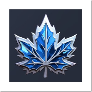 Blue Maple Leaf Badge Posters and Art